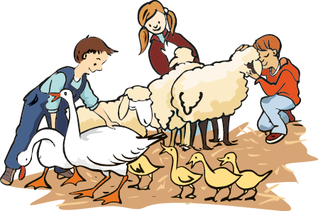 Kinder im Streichel-Zoo